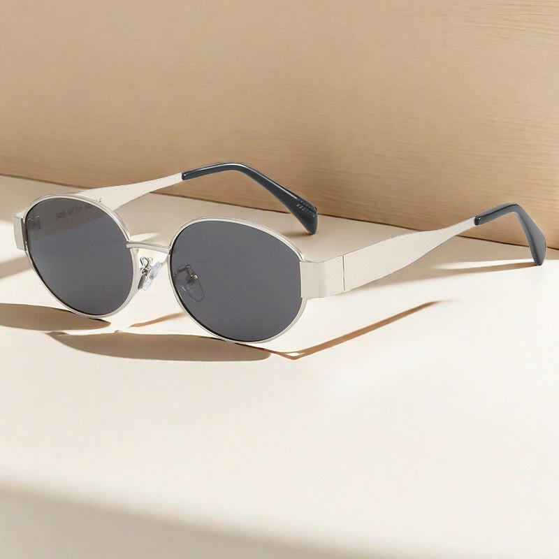 Oval Sunglasses Women's Metal Vintage Sunglasses.