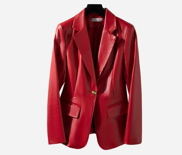 Women's Slim Skinny Leather Jacket Coat.