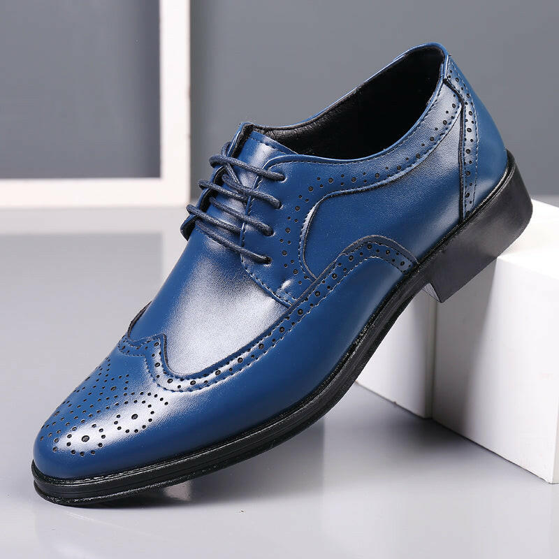 Block Carved Casual Leather Shoes For Men.