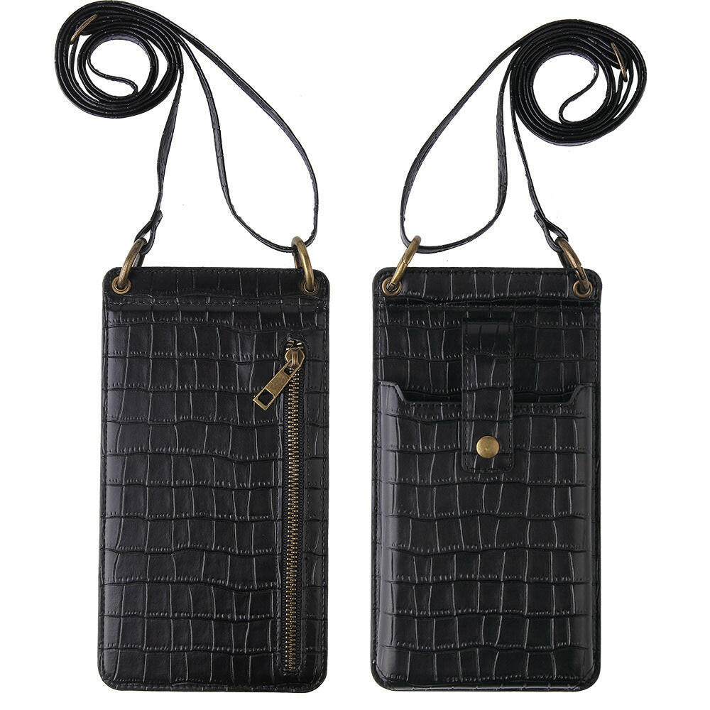 Multi-function Crossbody Bags For Mobile Phone Crocodile-pattern Wallet Card Holder.