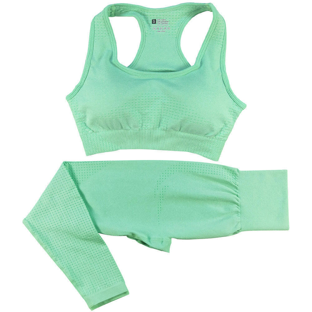 2PCS Seamless Yoga Set Women Tracksuit High Waist Leggings Workout Sportswear Gym Clothing Fitness Crop Top Sports Suits Gym Set.