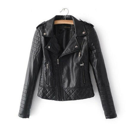 New Fashion Women Spring Autumn Soft Faux Leather Jackets Lady Motorcyle Zippers Biker Blue Coats Black Outerwear Hot Sale Kashur Mart .