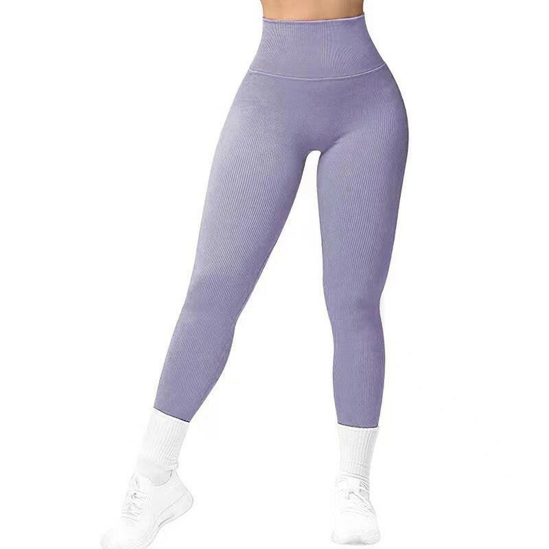 High Waist Seamless Leggings Threaded Knitted Fitness Pants Solid Women's Slimming Sports Yoga Pants Elastic Running Sport Leggings.