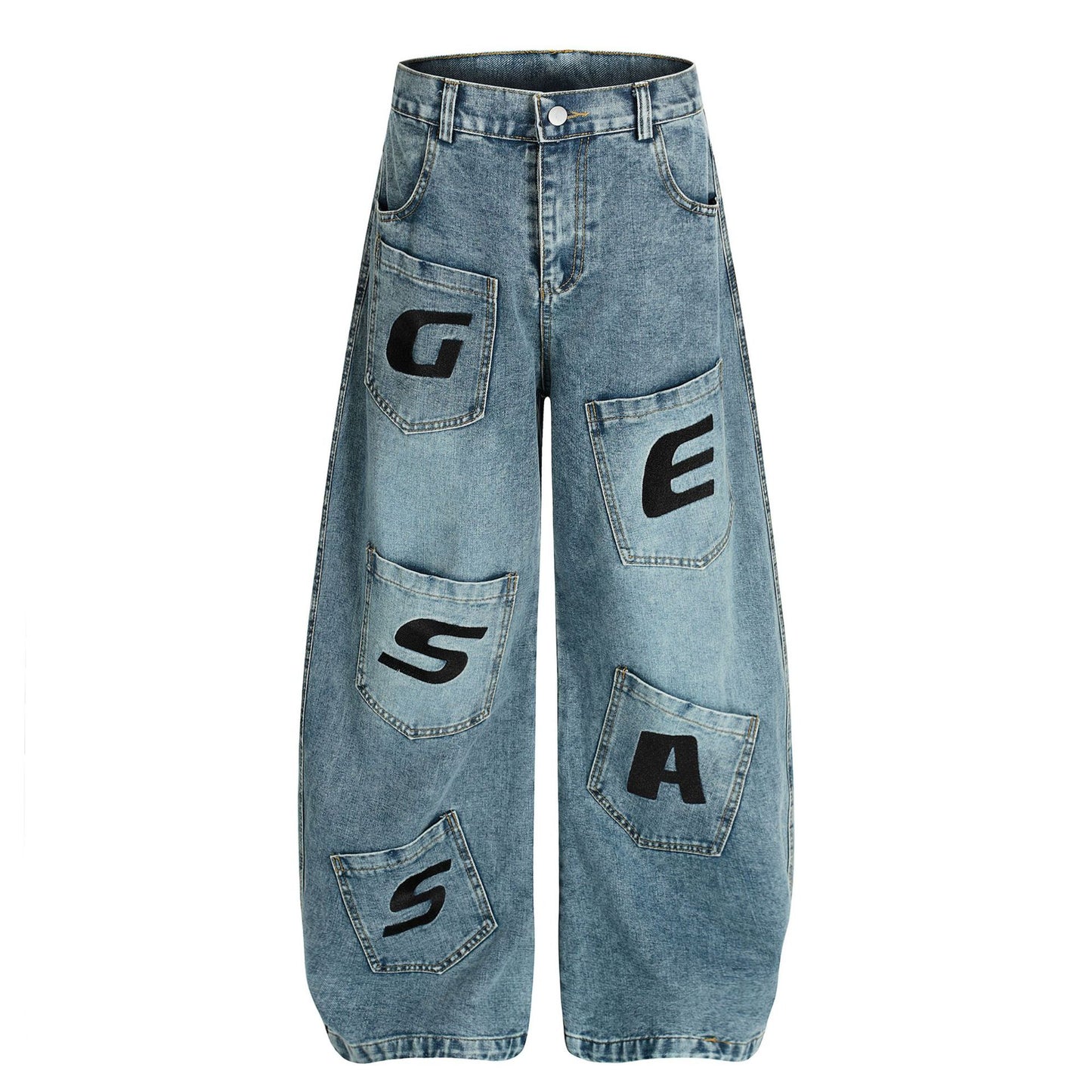 Street Style High-Street Unique Design Denim Long Pants