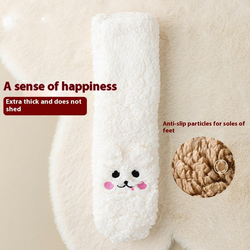 Winter Floor Socks Velvet Thicken Warm Coral Velvet Cute Socks Japanese-style Home Footwear Non-slip Socks New Year Gifts Winter Gadgets.