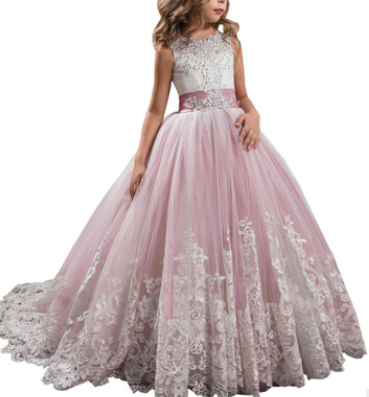 Europe And The United States New Children's Clothing Lace Wedding Dress.