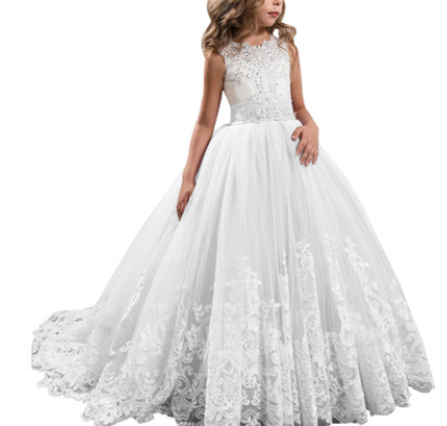 Europe And The United States New Children's Clothing Lace Wedding Dress.