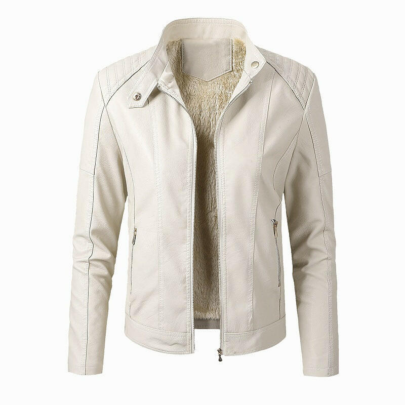 New Women's Leather Jackets Plus Velvet Jackets Fashion PU Ladies Leather Jackets Kashur Mart .