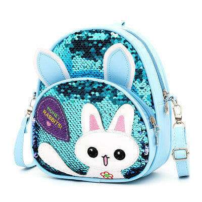 Children's Bags, Girls' Messenger Bags, Girls, Cute Bunny, Sequined One-shoulder Backpack Kashur Mart .
