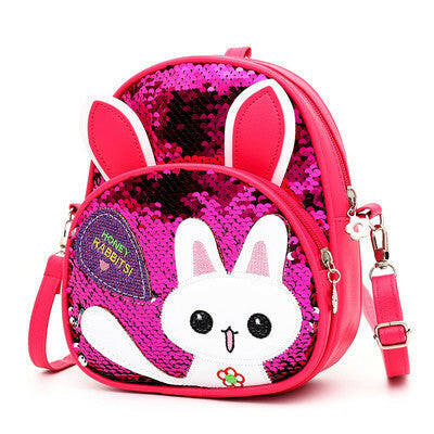 Children's Bags, Girls' Messenger Bags, Girls, Cute Bunny, Sequined One-shoulder Backpack Kashur Mart .