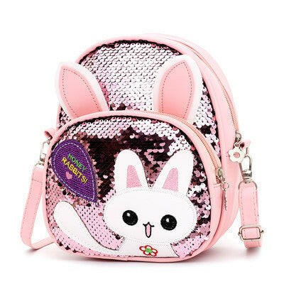 Children's Bags, Girls' Messenger Bags, Girls, Cute Bunny, Sequined One-shoulder Backpack Kashur Mart .