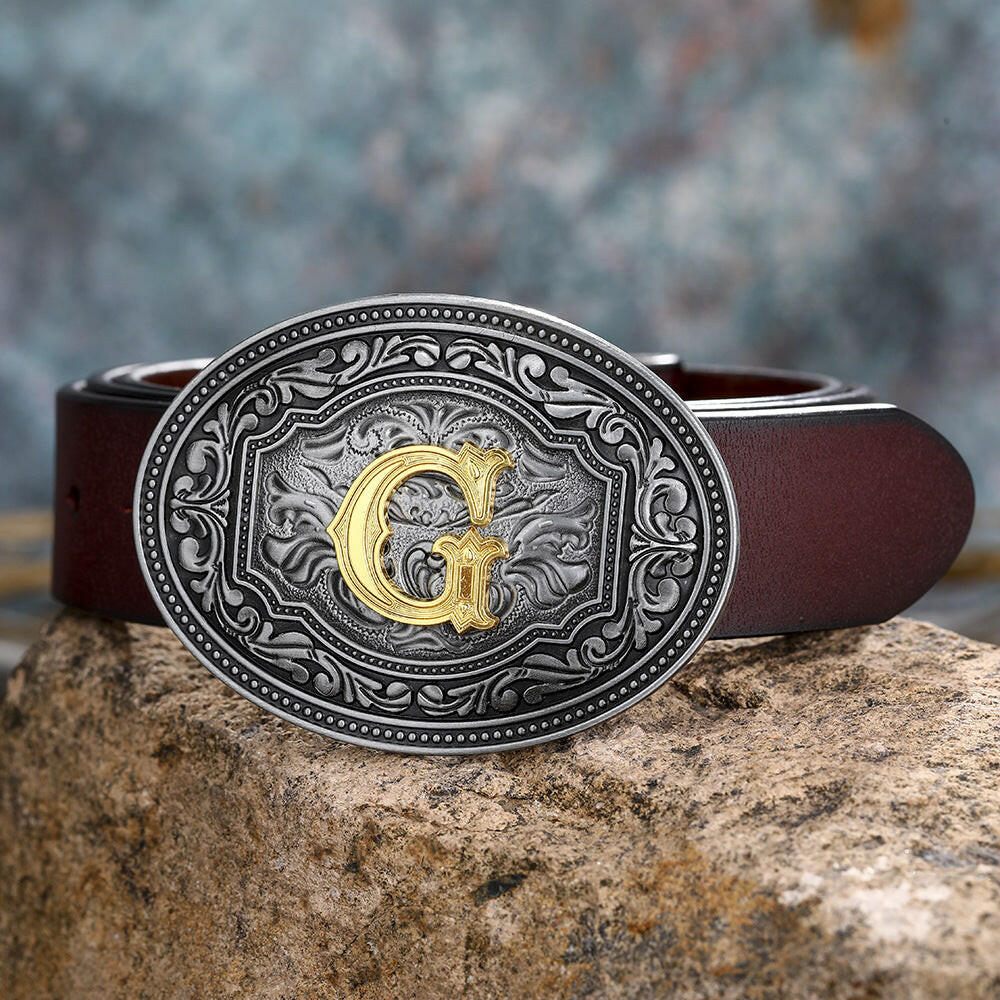 Men's And Women's Floral Letter Buckle Belts.