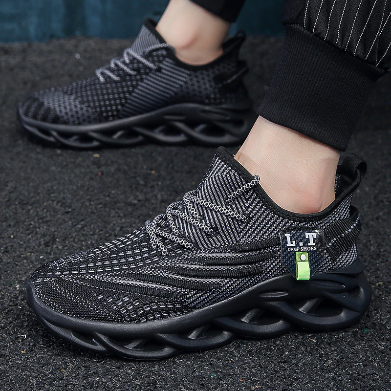 Men's shoes New mesh casual sneakers Men's summer breathable fly weave Fried Dough Twists soled large shoes Running shoes