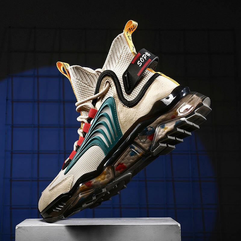 Men's Shoes High Top Shoes Thick Soled Breathable Casual Shoes.