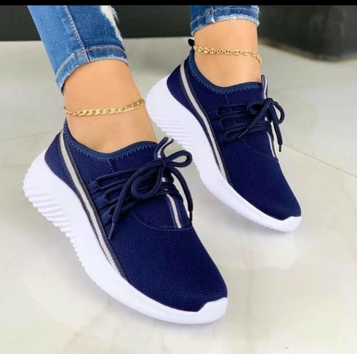 Stripe Sneakers For Women Sports Shoes.