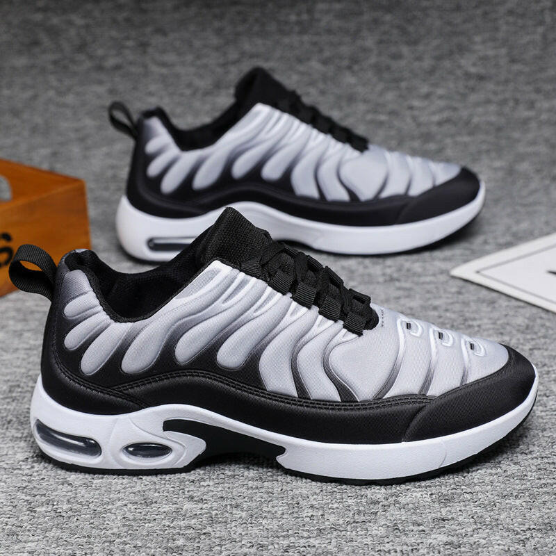 Color-blocked Sneakers Men Personalized Fashion Lace Up Air Cushion Sports Shoes Casual Outdoor Running Walking Shoes Kashur Mart .