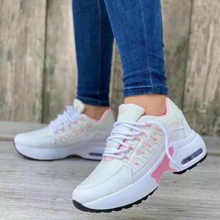 Lace Up Sneakers Women Wedge Heel Running Sports Shoes.