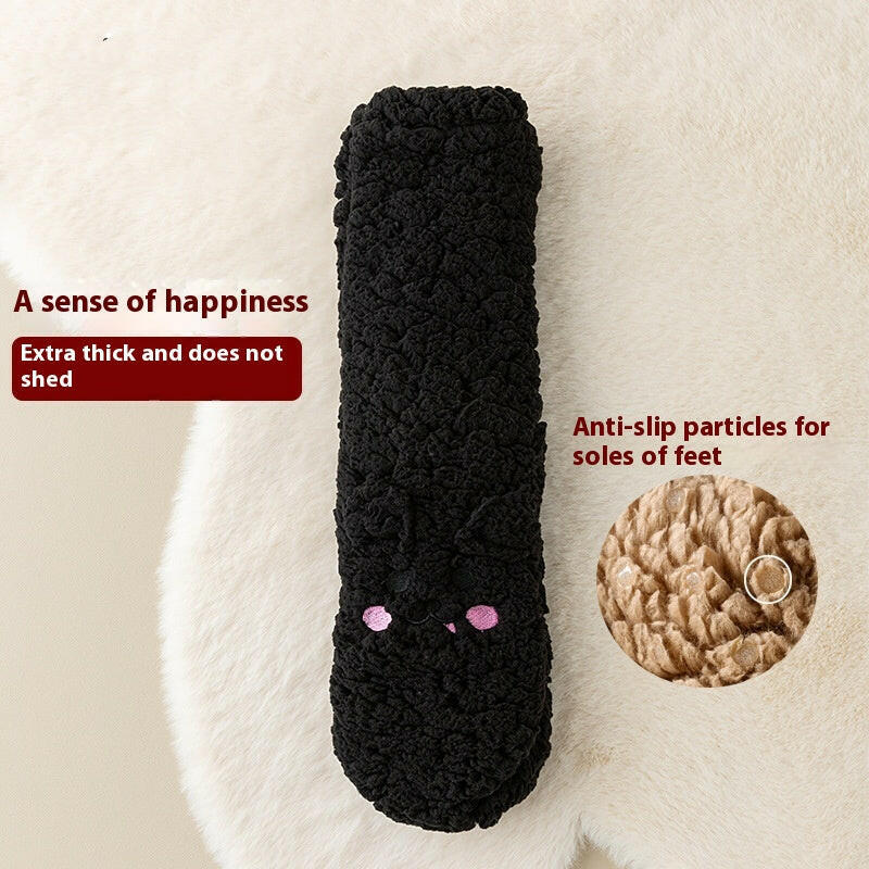 Winter Floor Socks Velvet Thicken Warm Coral Velvet Cute Socks Japanese-style Home Footwear Non-slip Socks New Year Gifts Winter Gadgets.