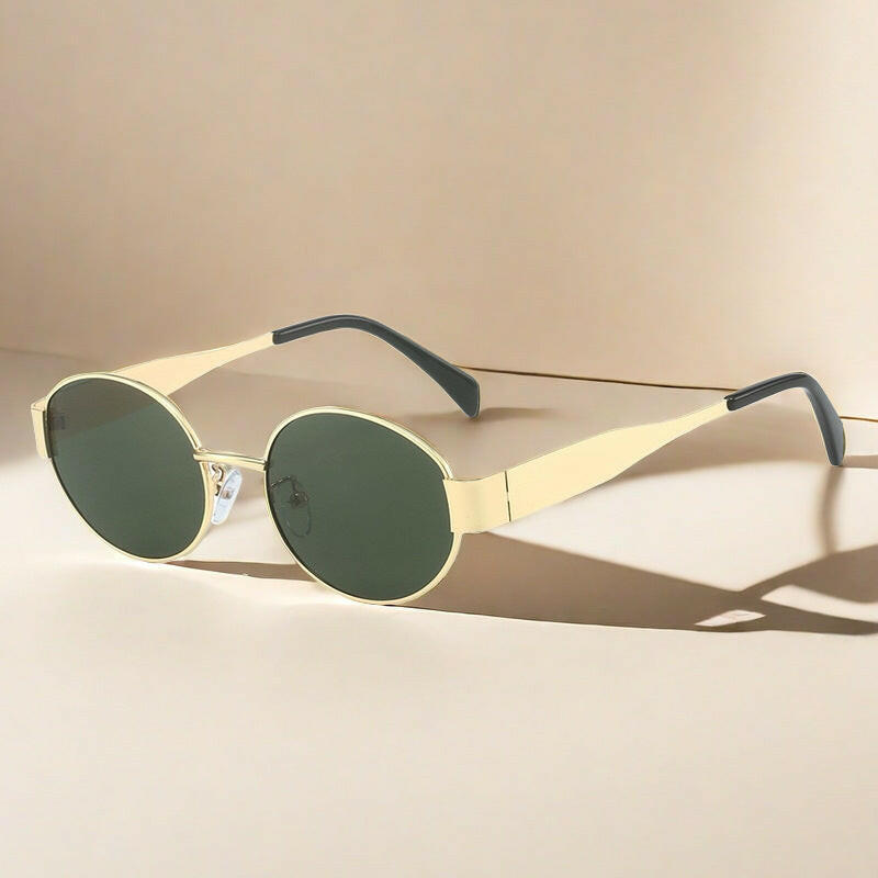 Oval Sunglasses Women's Metal Vintage Sunglasses.