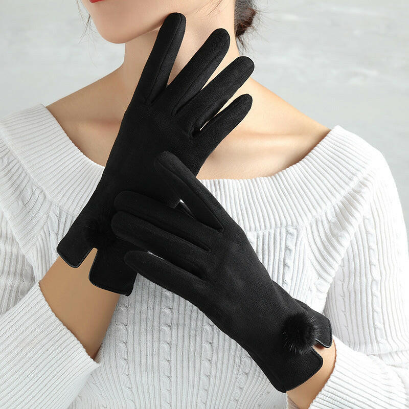 Suede Glove Warm Finger Gloves.