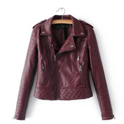 New Fashion Women Spring Autumn Soft Faux Leather Jackets Lady Motorcyle Zippers Biker Blue Coats Black Outerwear Hot Sale Kashur Mart .