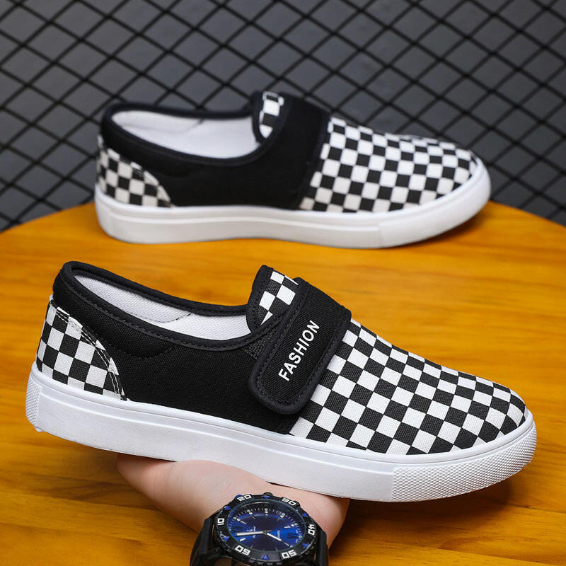 Canvas Flat Shoes Men Velcro Casual Sneakers.