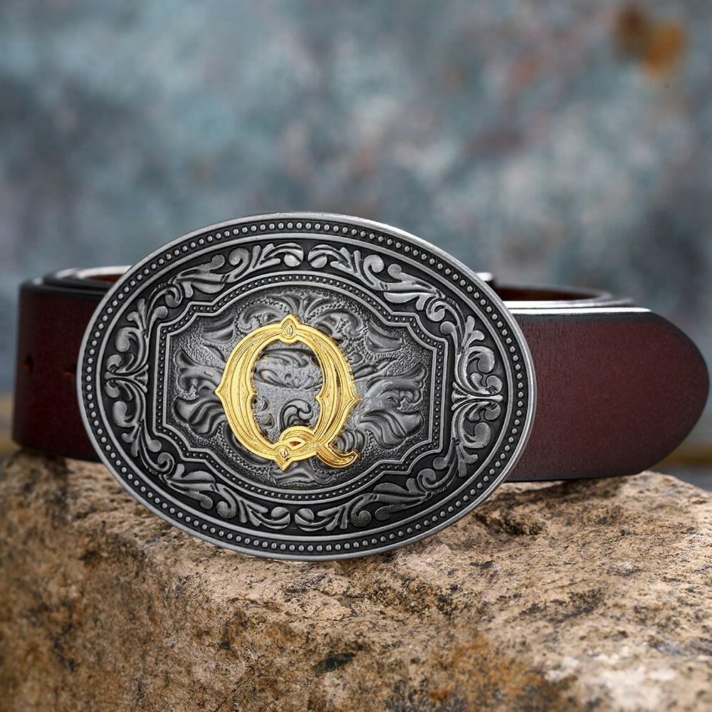Men's And Women's Floral Letter Buckle Belts.