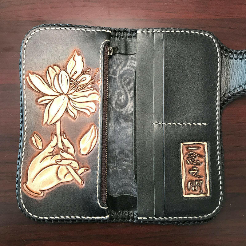 Men's Top Layer Cow Leather Carving Wallet Kashur Mart .