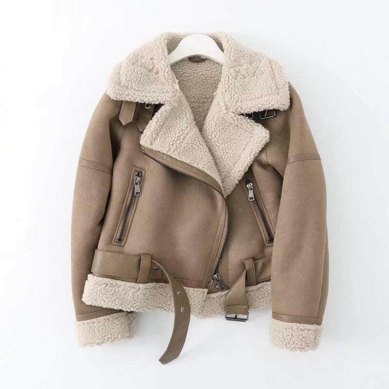 Fleece Autumn And Winter Suede Fur Jacket Motorcycle Kashur Mart .
