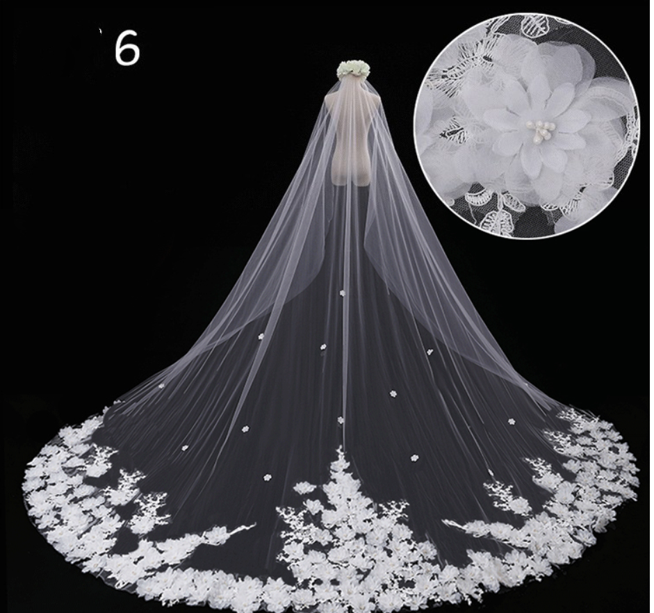 Bridal Wedding Dress Long Tail Luxury Super Fairy Wedding Veil.