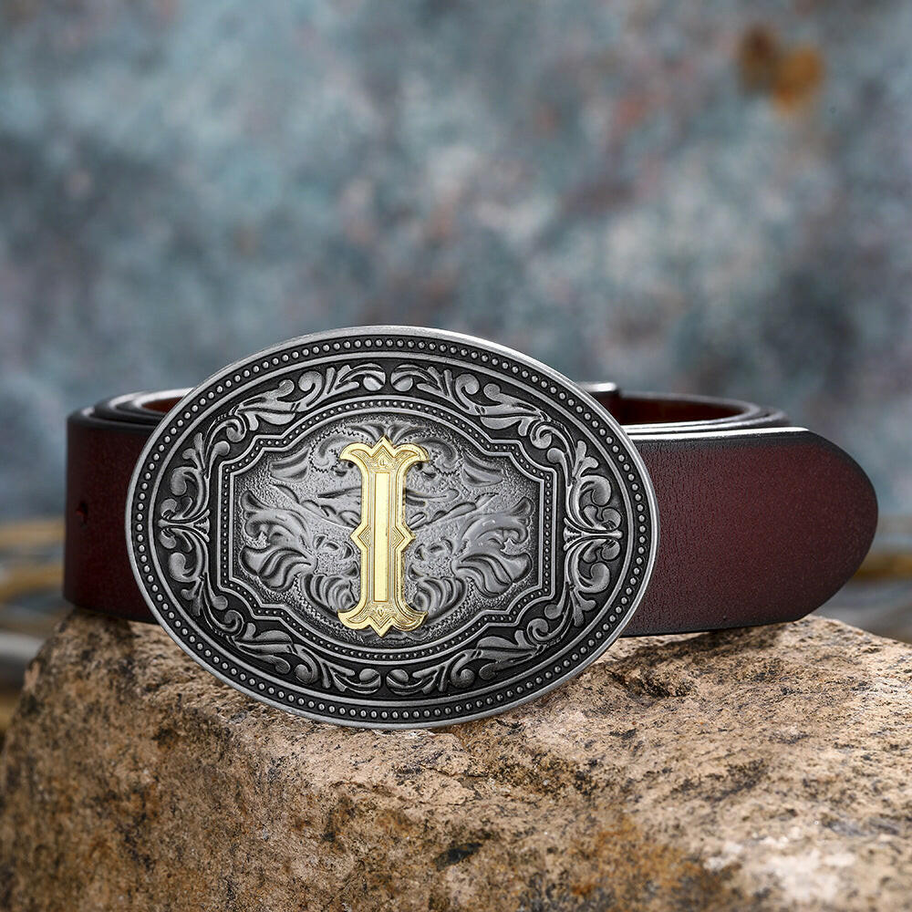 Men's And Women's Floral Letter Buckle Belts.