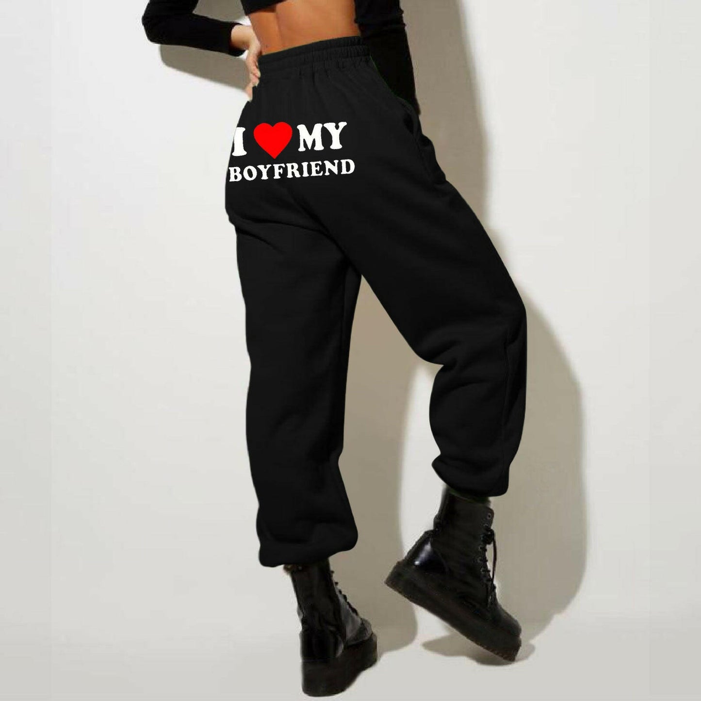 I Love MY BOYFRIEND Printed Trousers Casual Sweatpants Men And Women Sports Pants.