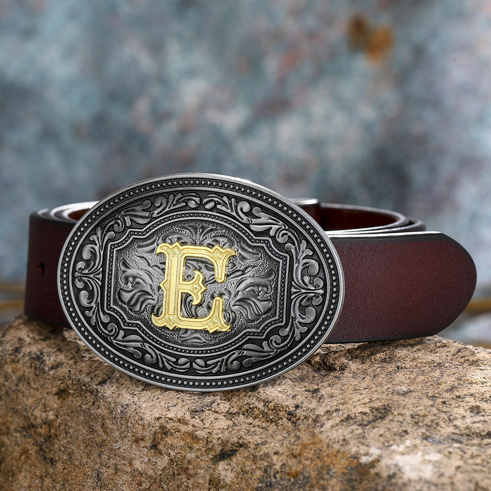 Men's And Women's Floral Letter Buckle Belts.