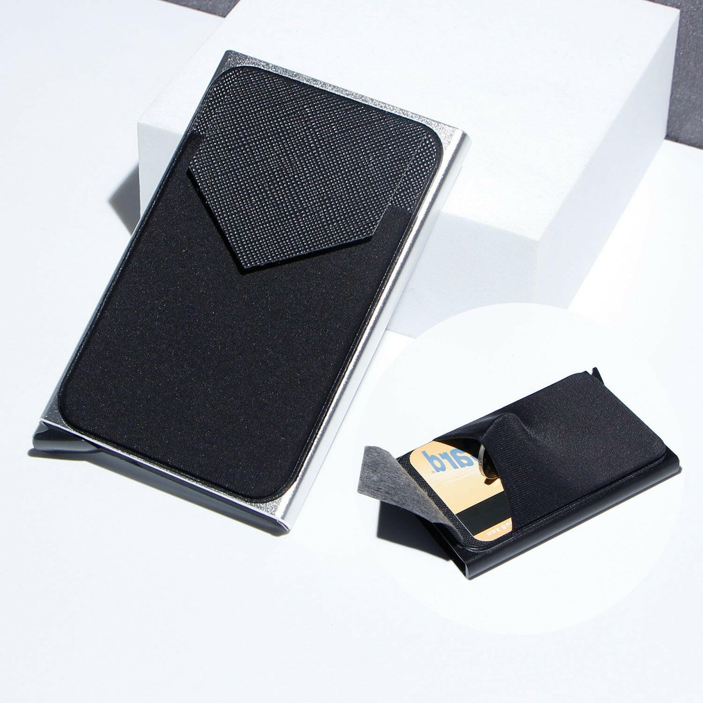 Metal Card Strap Lycra Cloth Anti-theft Swiping Aluminum Alloy Credit Card Box Business Card Case Multi Card Holder Kashur Mart .