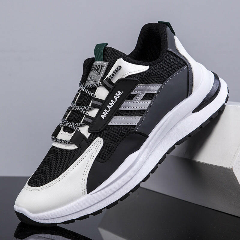 New Sneakers Men's Flying Weaving Mesh Surface Breathable Leisure Running Shoes.