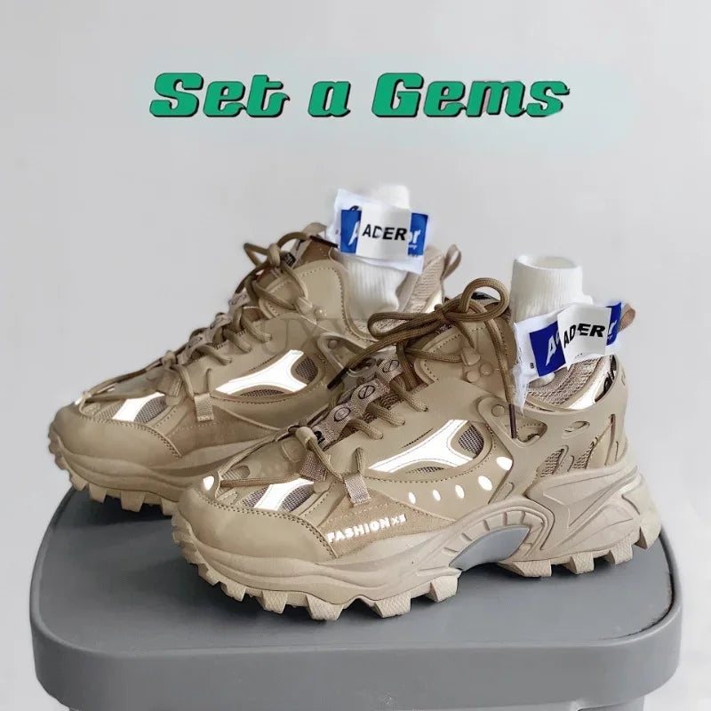 Men's sports shoes thick soled running shoes men's
