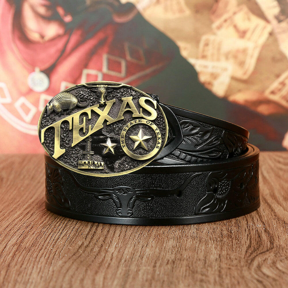 Men's And Women's Fashion Texas Cow Head Belts.