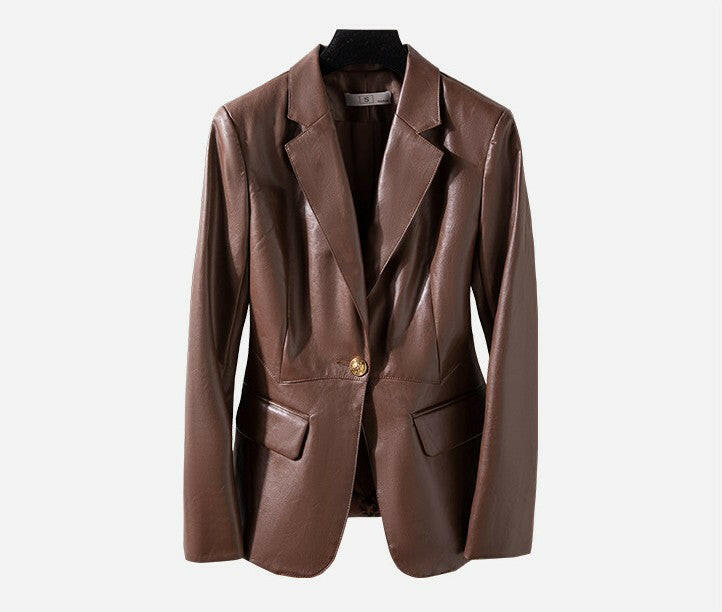 Women's Slim Skinny Leather Jacket Coat.