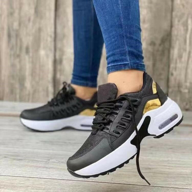 Lace Up Sneakers Women Wedge Heel Running Sports Shoes.