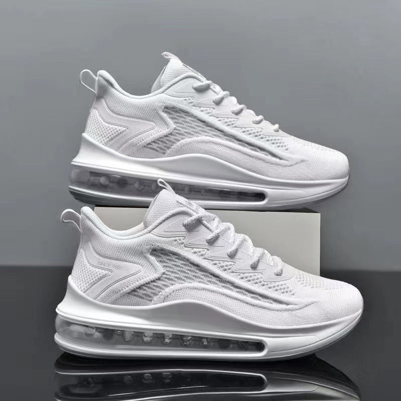 Flyknit running shoes for men, spring new shock-absorbing air cushion sports shoes, Korean version height increasing fashionable casual shoes for men