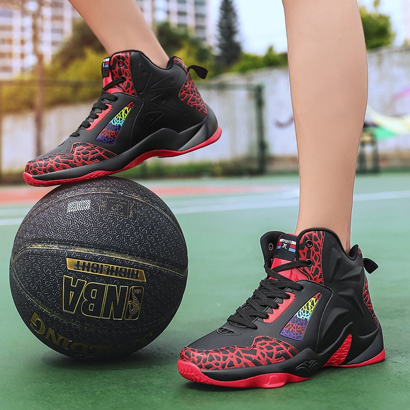 Sneakers Fashion Leather Basketball Shoes Men Comfortable Casual Sports Trainers Non-slip Wear-resisitant