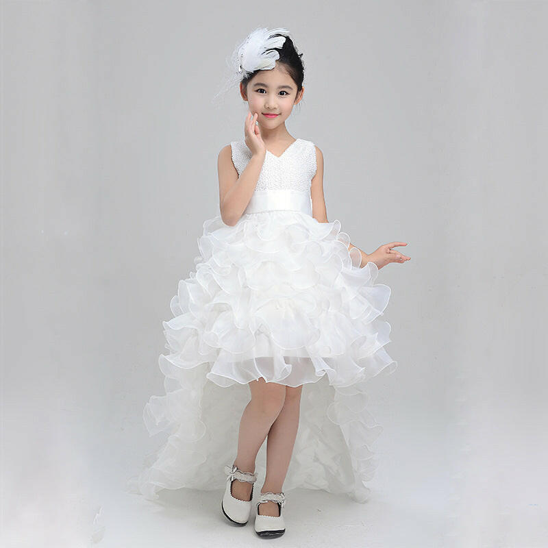 Girls dress wedding flower girl dress skirt child Princess Dress Costume skirt tail 888 piano.