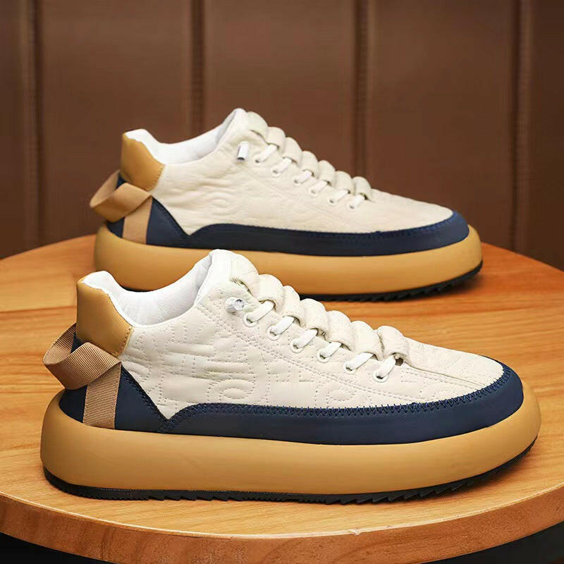 Trendy Color-blocked Sports Shoes Casual Lace Up Sneakers For Men Fashion Comfortable Versatile Thick-soled Walking Running Shoes.
