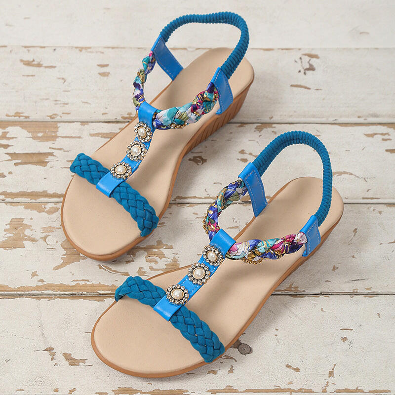 Bohemian Braided Sandals Summer Beach Shoes Women.