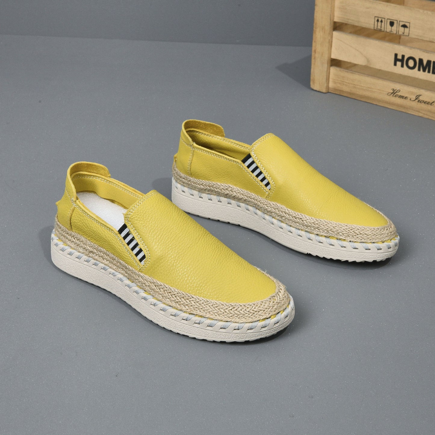 Handmade leather sewn massage shoe toe layer cowhide casual fisherman one foot men's shoes