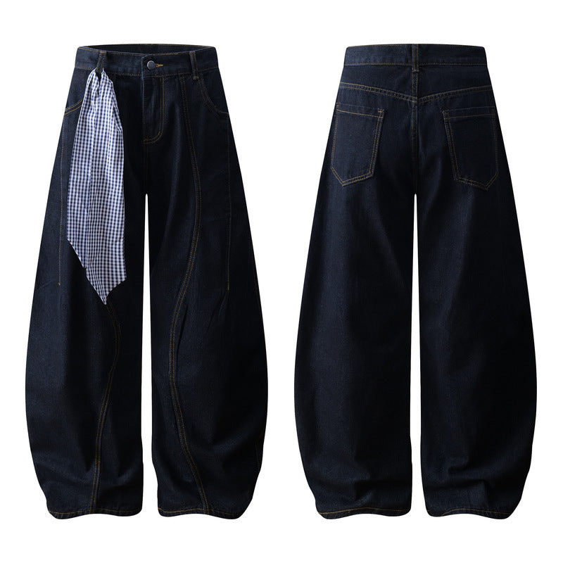 Washed Tapered Jeans Design Loose Wide Leg Casual Long Pants