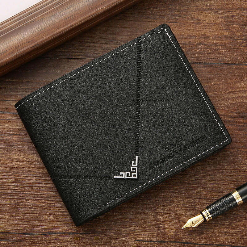 Men's Simplicity Fashion Multi-card-slot Lychee Pattern Short Wallet.