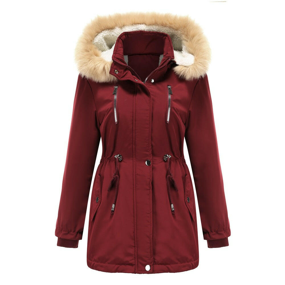 Thick Lamb Velvet Loose Ladies Cotton Jacket With Detachable Hood And Fleece Jacket Kashur Mart .