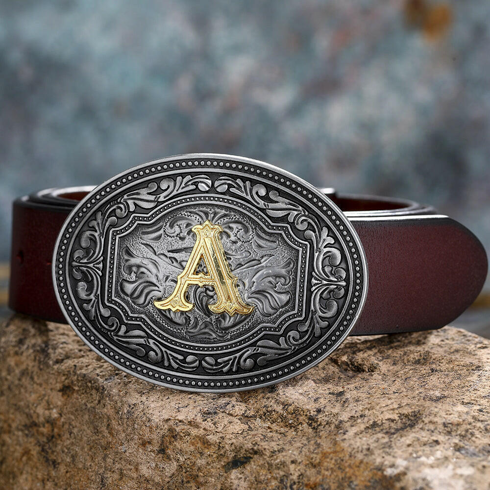 Men's And Women's Floral Letter Buckle Belts.
