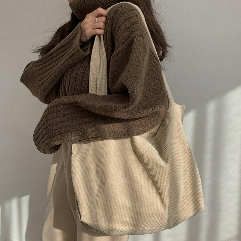 Corduroy Shoulder Bags Winter Fall Handbags Women Shopping Bags Kashur Mart .
